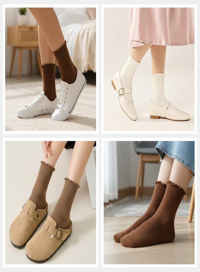Soxbang 12 Pairs Thin Above Ankle Socks for Women, Cotton Non-Binding Crew Socks, Soft & Lightweight, Cute Ruffle Everyday Sock - Image 4